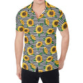 Stripe Sunflower Pattern Print Men's Shirt