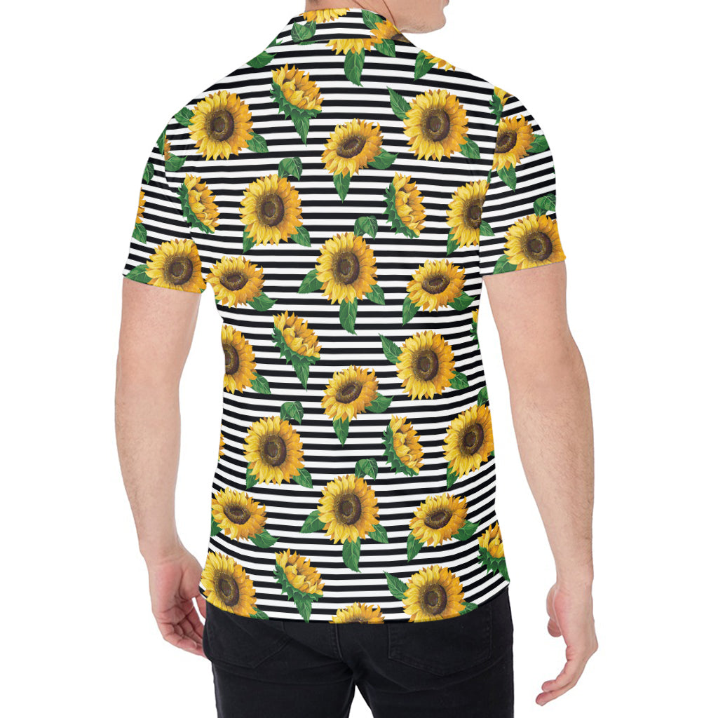 Stripe Sunflower Pattern Print Men's Shirt