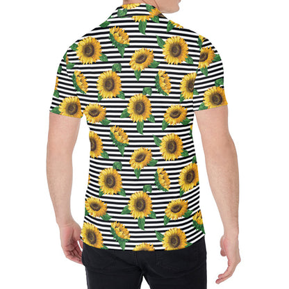 Stripe Sunflower Pattern Print Men's Shirt