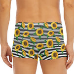 Stripe Sunflower Pattern Print Men's Short Boxer Briefs