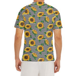 Stripe Sunflower Pattern Print Men's Short Sleeve Rash Guard