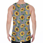 Stripe Sunflower Pattern Print Men's Velvet Tank Top