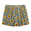 Stripe Sunflower Pattern Print Mesh Shorts