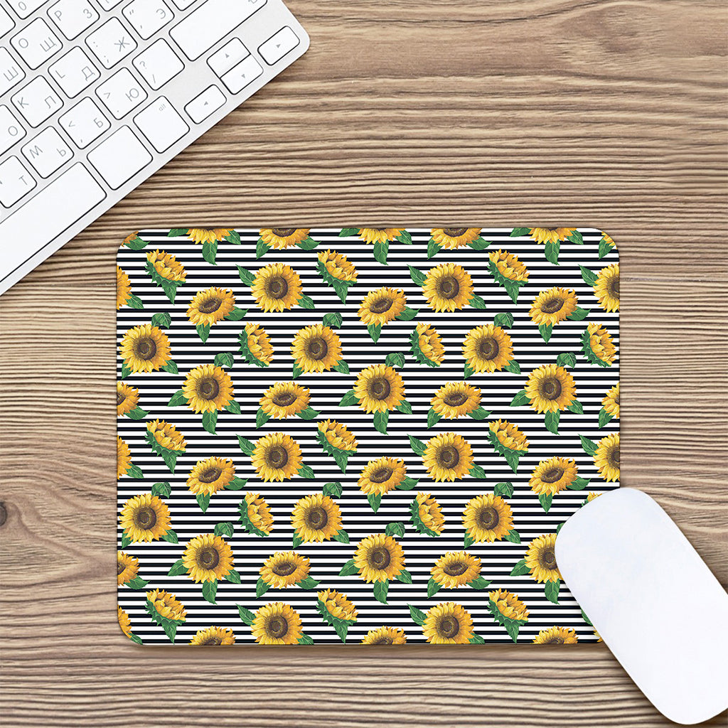 Stripe Sunflower Pattern Print Mouse Pad