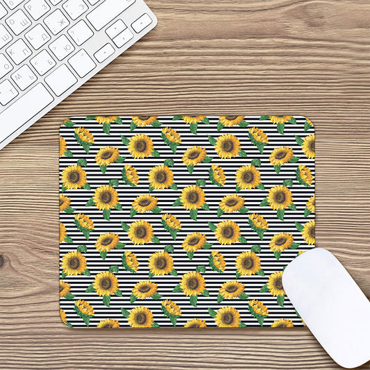 Stripe Sunflower Pattern Print Mouse Pad