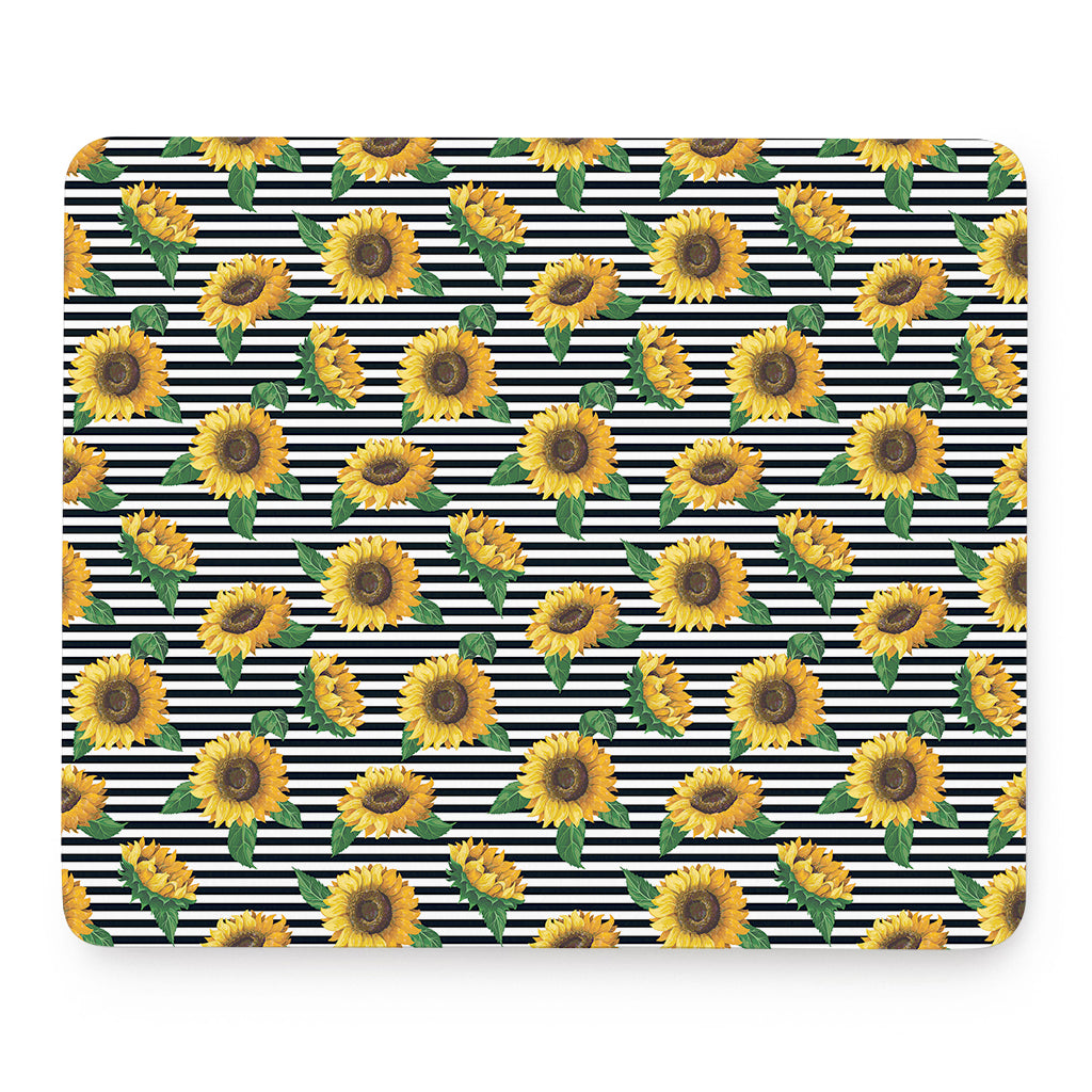 Stripe Sunflower Pattern Print Mouse Pad