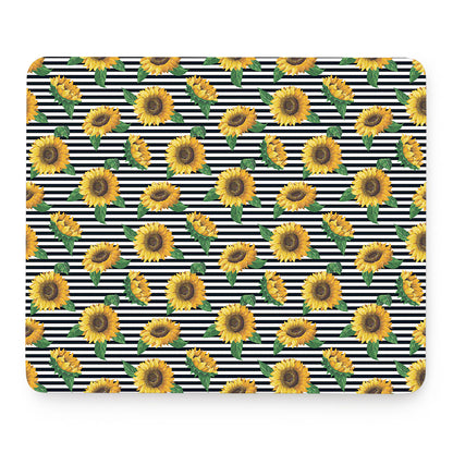 Stripe Sunflower Pattern Print Mouse Pad