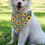 Stripe Sunflower Pattern Print Over The Collar Dog Bandana
