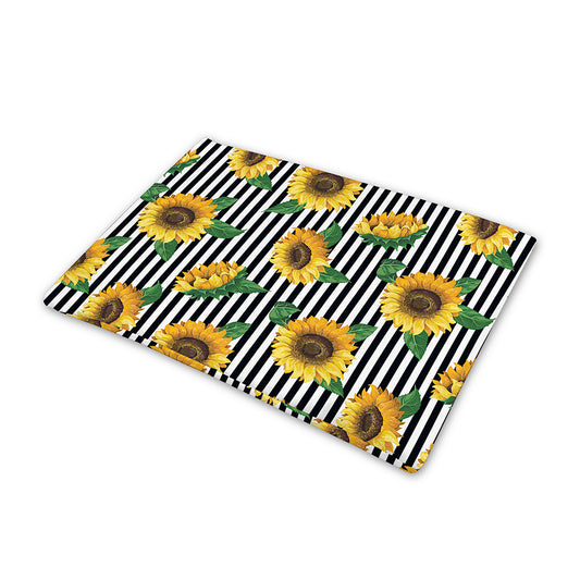 Stripe Sunflower Pattern Print Pet Cooling Mat Cover