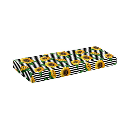 Stripe Sunflower Pattern Print Piano Keyboard Cover