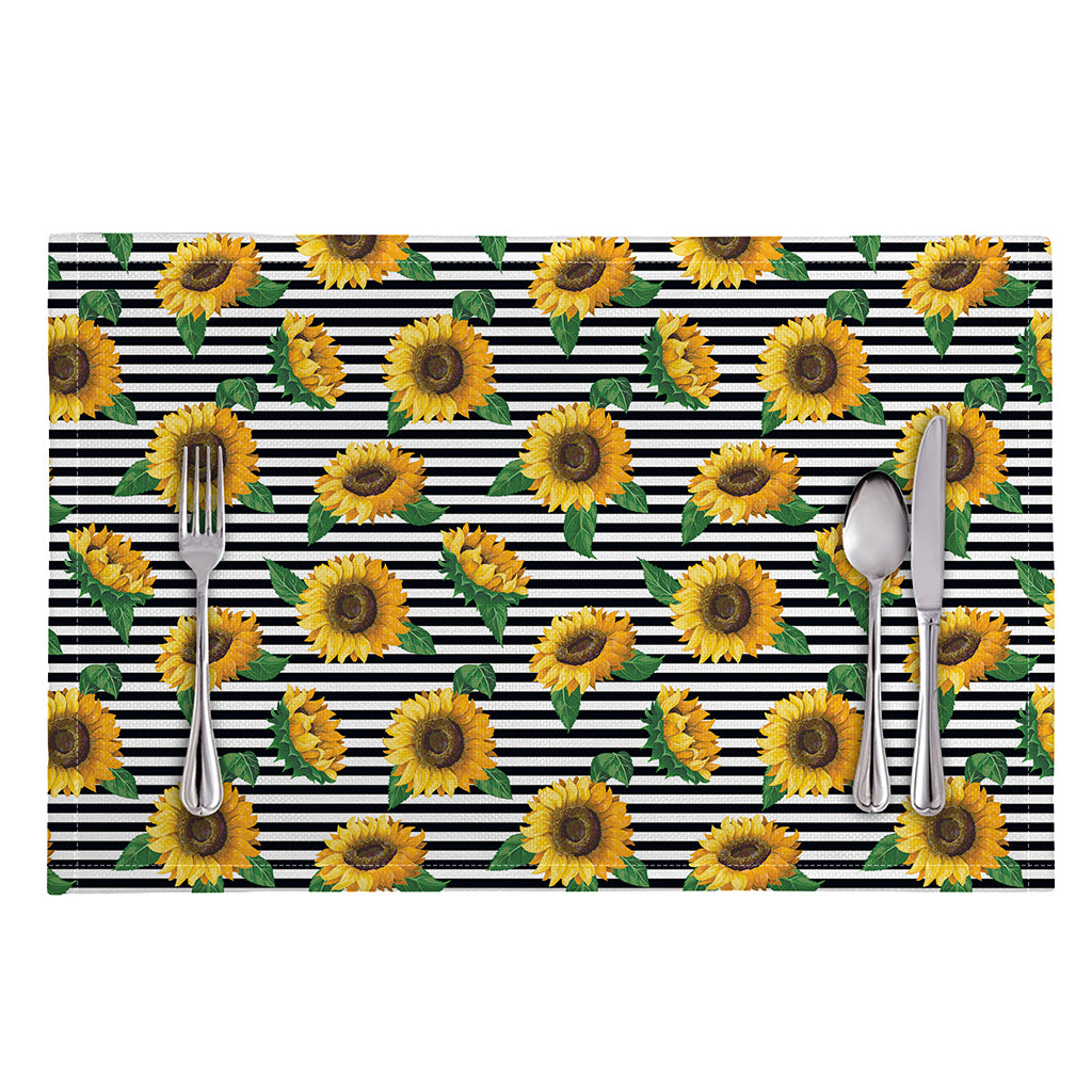 Stripe Sunflower Pattern Print Placemat