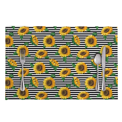 Stripe Sunflower Pattern Print Placemat