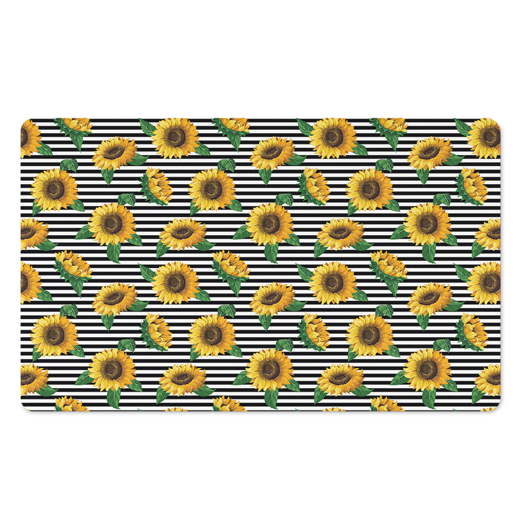 Stripe Sunflower Pattern Print Polyester Doormat