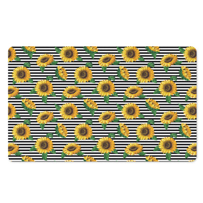 Stripe Sunflower Pattern Print Polyester Doormat