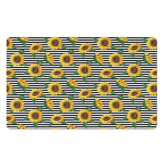 Stripe Sunflower Pattern Print Polyester Doormat