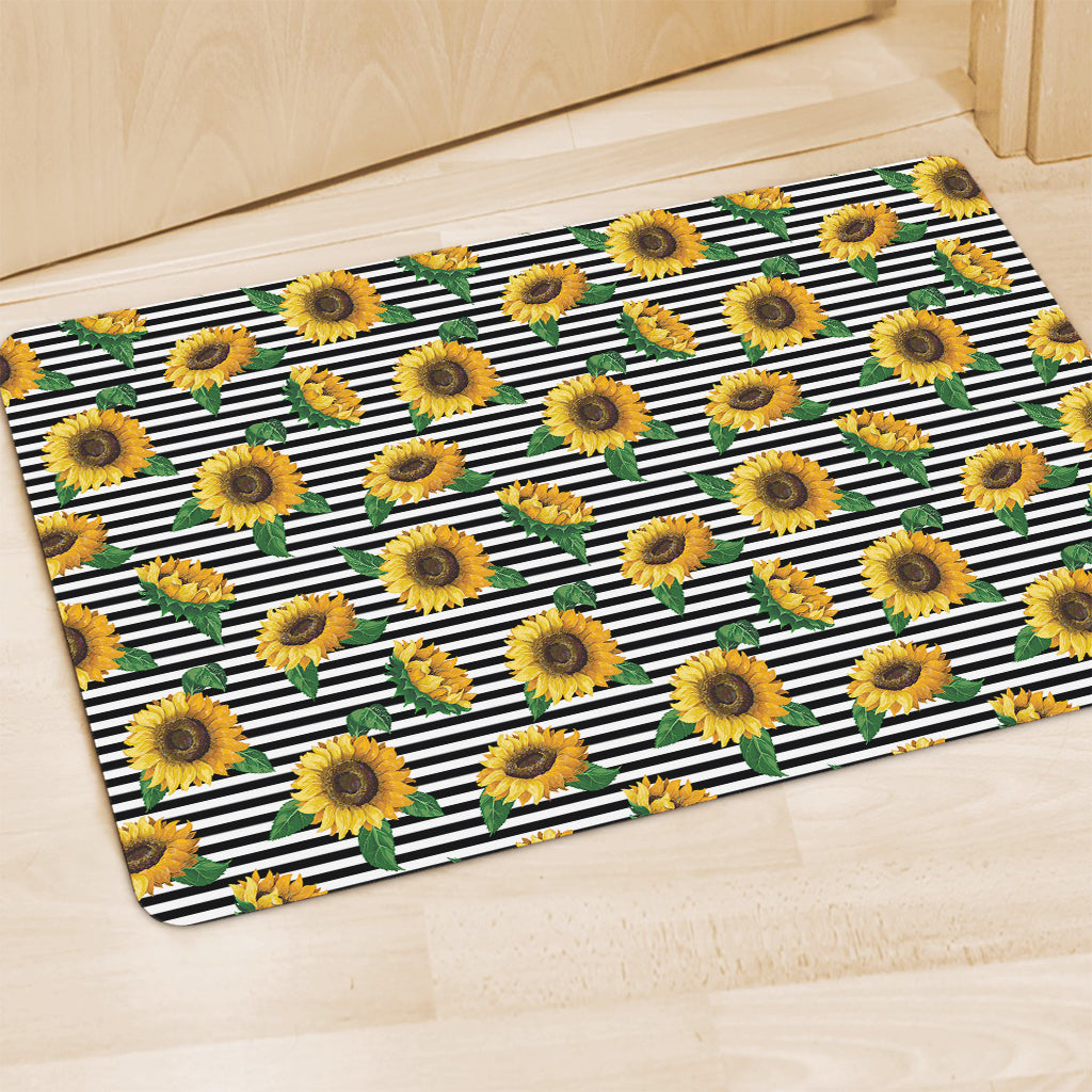 Stripe Sunflower Pattern Print Polyester Doormat