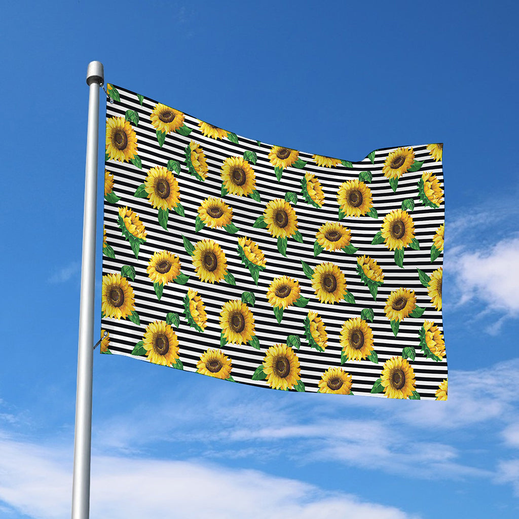 Stripe Sunflower Pattern Print Polyester Flag