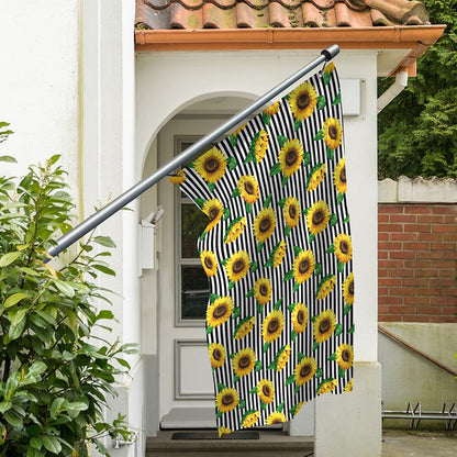 Stripe Sunflower Pattern Print Polyester Flag