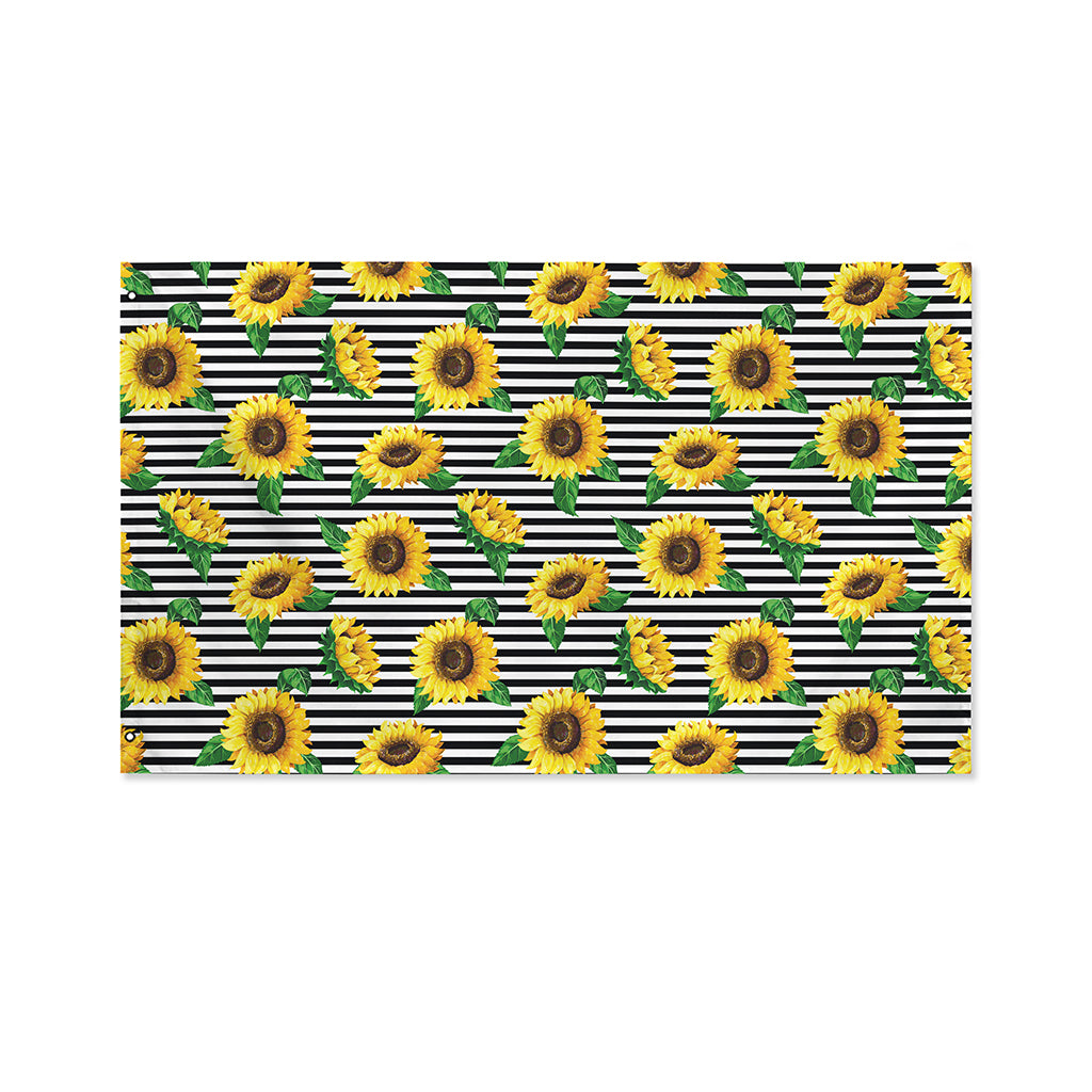 Stripe Sunflower Pattern Print Polyester Flag
