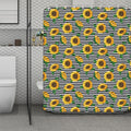 Stripe Sunflower Pattern Print Polyester Shower Curtain