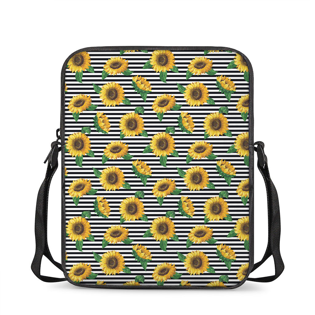 Stripe Sunflower Pattern Print Rectangular Crossbody Bag