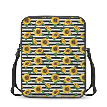 Stripe Sunflower Pattern Print Rectangular Crossbody Bag