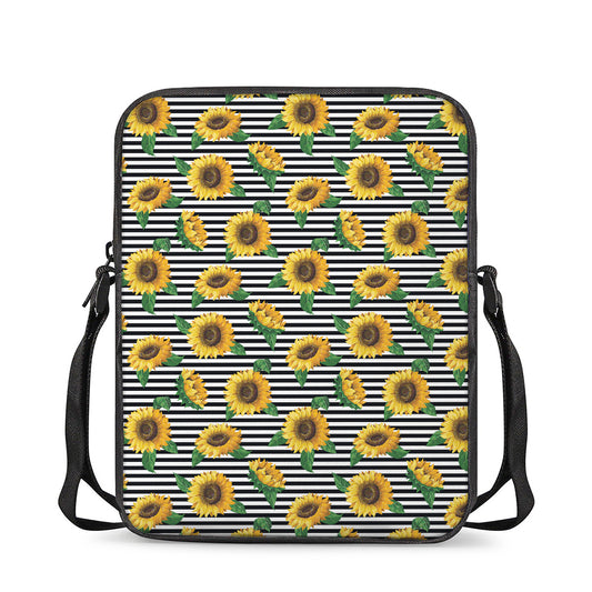 Stripe Sunflower Pattern Print Rectangular Crossbody Bag