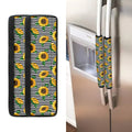 Stripe Sunflower Pattern Print Refrigerator Handle Covers