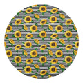 Stripe Sunflower Pattern Print Round Blanket