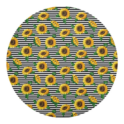 Stripe Sunflower Pattern Print Round Blanket