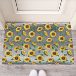Stripe Sunflower Pattern Print Rubber Doormat