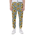 Stripe Sunflower Pattern Print Joggers