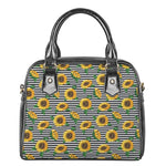 Stripe Sunflower Pattern Print Shoulder Handbag