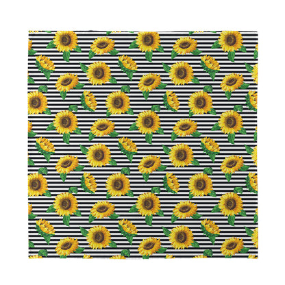 Stripe Sunflower Pattern Print Silk Bandana