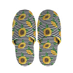 Stripe Sunflower Pattern Print Slippers