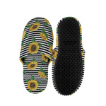 Stripe Sunflower Pattern Print Slippers