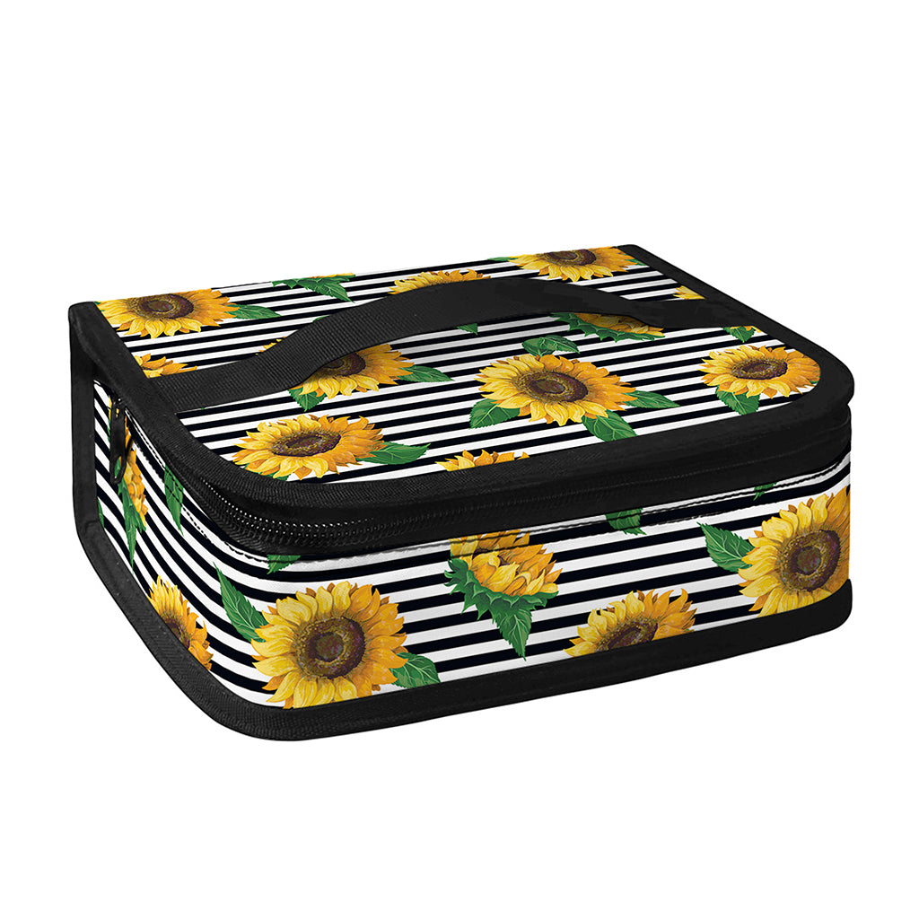 Stripe Sunflower Pattern Print Small Lunch Bag