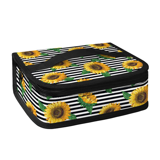 Stripe Sunflower Pattern Print Small Lunch Bag