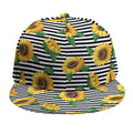 Stripe Sunflower Pattern Print Snapback Cap