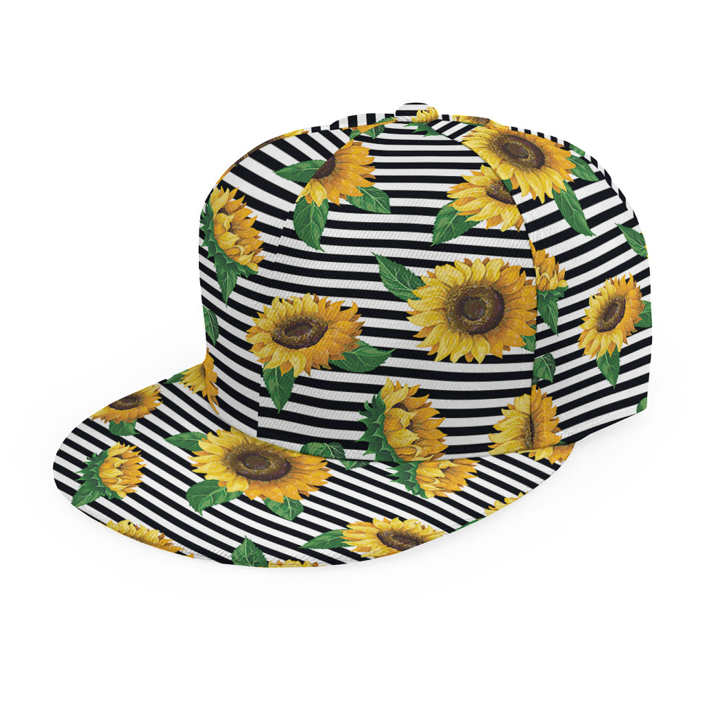 Stripe Sunflower Pattern Print Snapback Cap