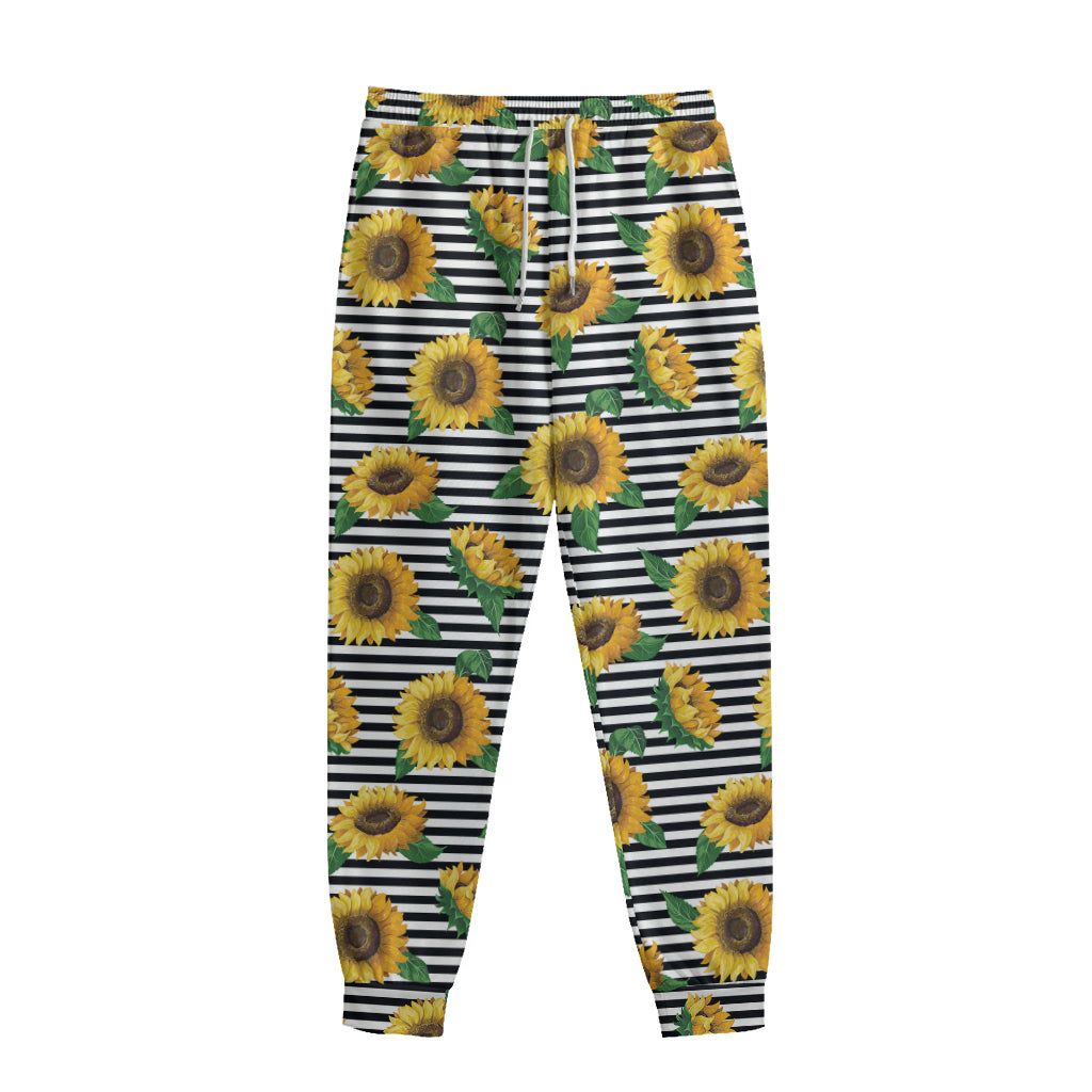 Stripe Sunflower Pattern Print Sweatpants