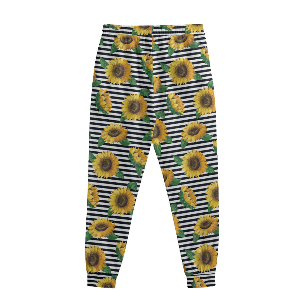 Stripe Sunflower Pattern Print Sweatpants