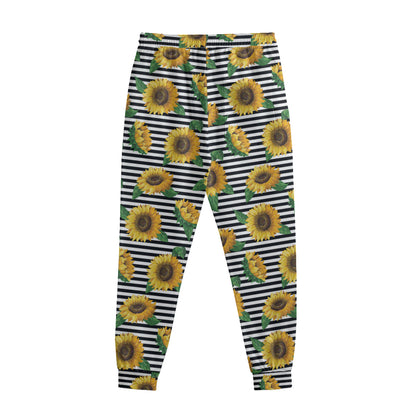 Stripe Sunflower Pattern Print Sweatpants