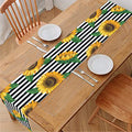 Stripe Sunflower Pattern Print Table Runner