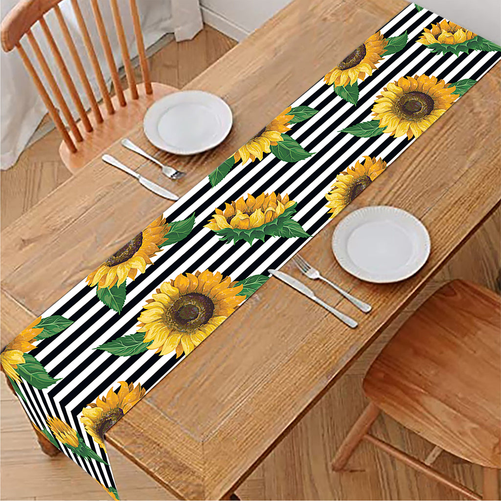 Stripe Sunflower Pattern Print Table Runner