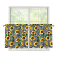 Stripe Sunflower Pattern Print Tier Curtains