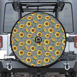 Stripe Sunflower Pattern Print Tire Cover With Camera Hole