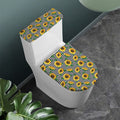 Stripe Sunflower Pattern Print Toilet Lid And Tank Cover Set