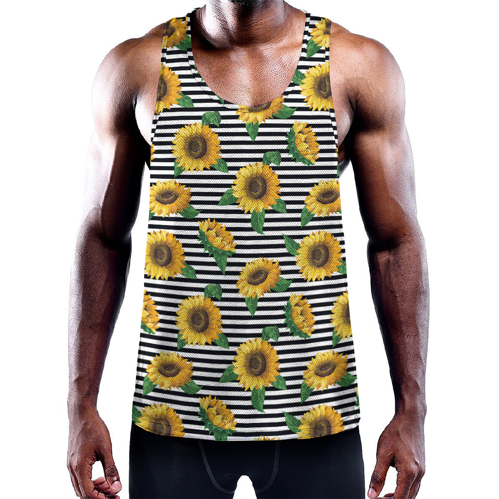 Stripe Sunflower Pattern Print Training Tank Top