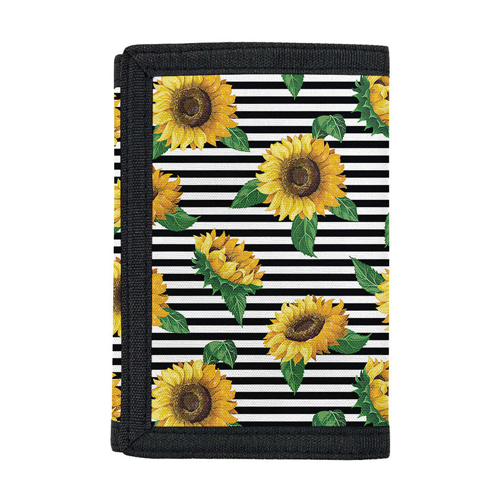 Stripe Sunflower Pattern Print Trifold Wallet